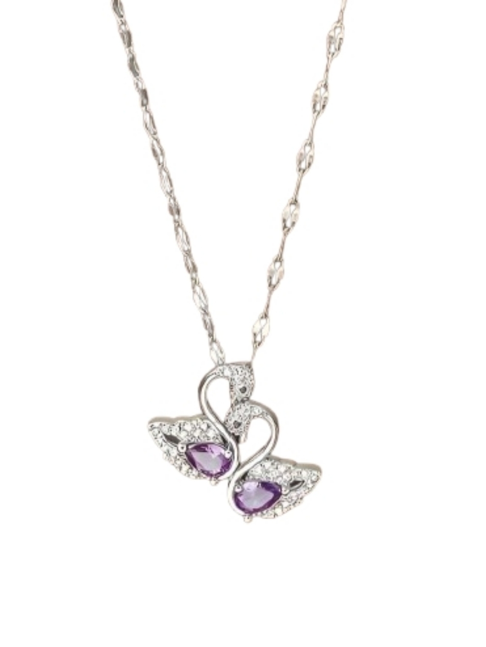 Silver Tone Swan Statement Necklace
